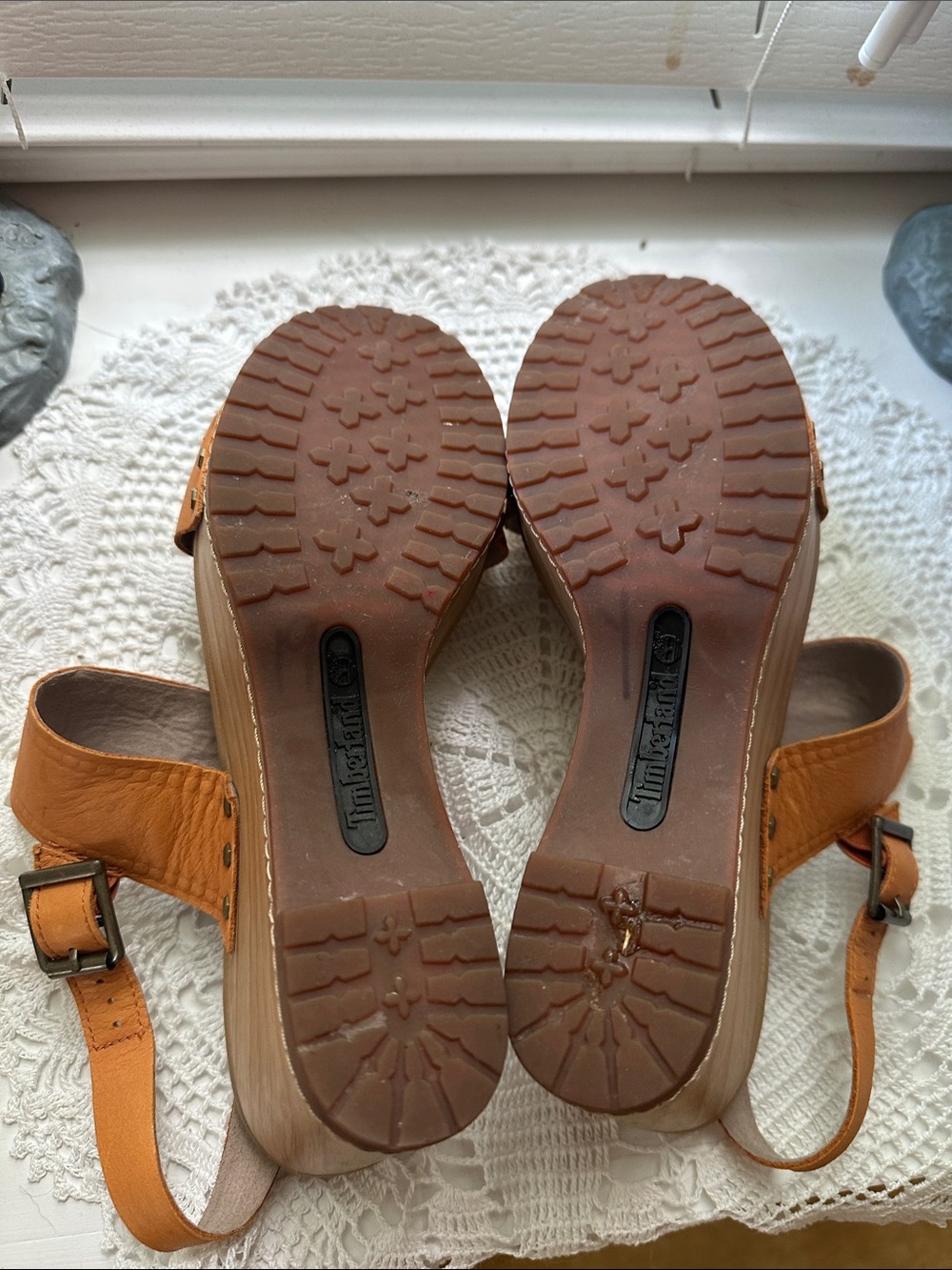Timberland Orange Leather Slingback Wedge Sandals size 10 - Picture 9 of 10